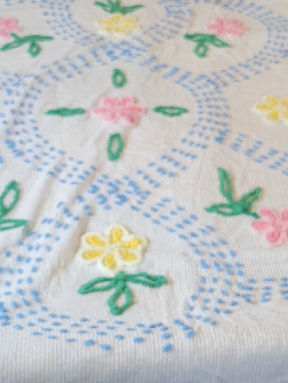 Chenille Bedspread Fits Full Size Bed Flowers Colorful - Picture 11 of 12